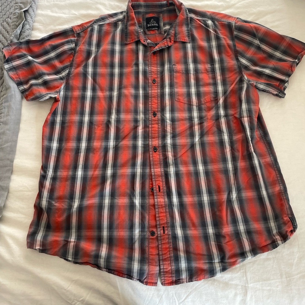 Men’s Prana short sleeve plaid shirt XXL
